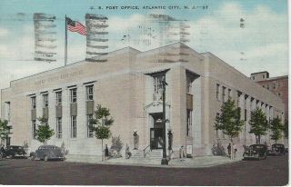 Atlantic City Nj,  1944 Post Office,  Street Scene,  Automobiles