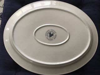 Longaberger Pottery Classic Blue Large Oval TURKEY Platter /Serving Tray.  USA 3