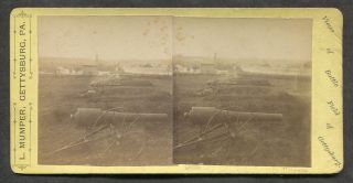 S105 - Gettysburg 1870s Civil War Time Guns Cemetery Hill Mumper Stereoview Photo
