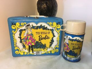 The World Of Barbie Vinyl Lunch Box W/ Thermos Mattel Vintage 1971 Collectible
