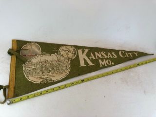 Vintage Kansas City Mo Pennant Rare Htf Union Station Liberty Memorial 29”