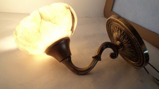 Stunning Vintage Brass And Alabaster Wall Sconce