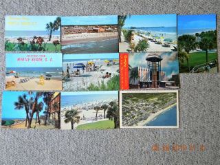 Ten Myrtle Beach Sc Postcards Views Of Beach And Attractions One Linen