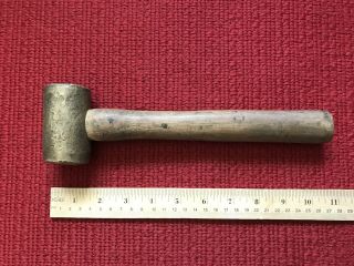 Vintage Solid Brass Hammer Head/wood Handle