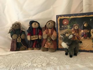 Boyds Bears 3 Wise Men,  Rare,  Includes Donkey And Box,  Tags,  Pristine.