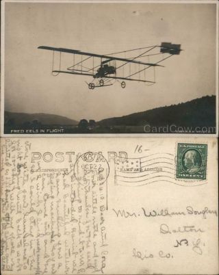 Aircraft 1910 Rppc Kirkham Fred Eels In Flight Real Photo Post Card 1c Stamp