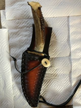 Hand Made Hunting Knife With Leather Hand Made Sheath