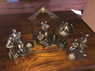 Partylite Holy Night Nativity 5 Piece Set Tealight Holders With Boxes
