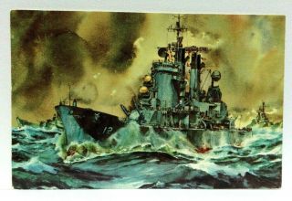 Uss Columbus Cg - 12 Guided Missile Cruiser Us Navy Ship Vintage Postcard