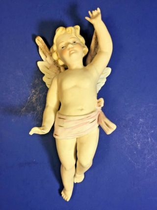 Vintage Angel Figurine Japan Hand Painted Finely Detailed 8 " Long