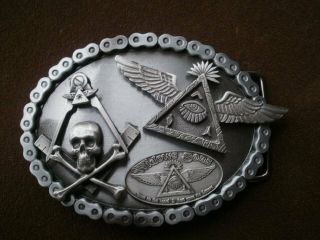Widows Sons Collage Biker Freemasons Masonic Belt Buckle