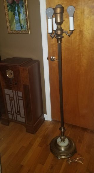 Vintage Floor Lamp Marble And Brass Base.