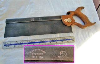 Vintage 12 " Steel Back Tenon Saw No:24 By W Tyzack Sons & Turner Old Tool