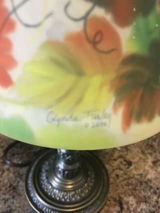 Glynda Turkey Reverse Painted Glass Signed Shade 3