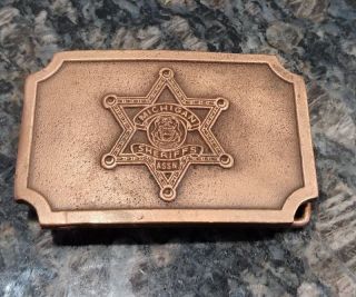 Vintage Michigan Sheriff Association Badge Belt Buckle