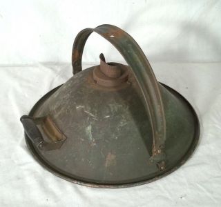 Vintage Early 20th Century Steam Punk Industrial Green Tin Light Shade