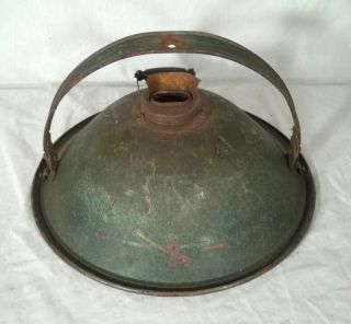 VINTAGE EARLY 20th CENTURY STEAM PUNK INDUSTRIAL GREEN TIN LIGHT SHADE 5