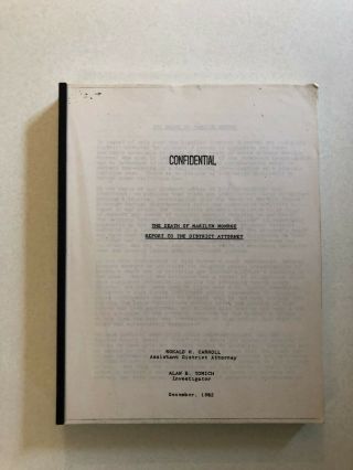 Vintage Report To The District Attorney Death Of Marilyn Monroe 1982