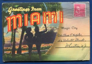 Miami Beach Magic City Rickenbacker Causeway Crandon Park Postcard Folder