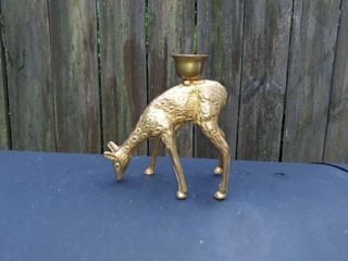Vintage Brass Doe Deer Candle Holder