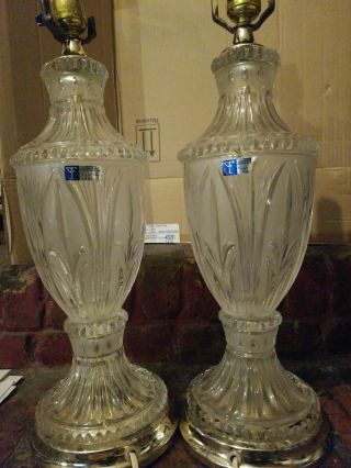 Leviton Vintage Crystal Clear Cut Glass 24 Lead Crystal Lamp Made/ Yugoslavia