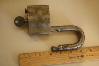 Antique Vntg Sargent & Greenleaf Lock & Key High Security Environmental Padlock