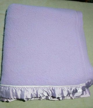 Vtg Waffle Weave Blanket Lavender Unbranded Thermal 80 X 86 Usa 2 " Binding