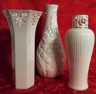 Lenox Grande Minuet Embossed Ivory Vase - Gold Trimmed,  Reticulated Bud Vases