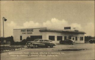 Oxford Pa Greyhound Post House Route 1 Old Cars - Postcard