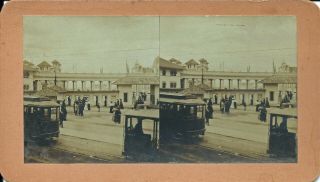 Rare 1905 Portland Lewis & Clark Exposition Stereoview - Main Entrance & Trolley