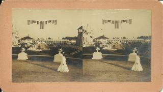 Rare 1905 Portland Lewis & Clark Exposition Stereoview - Garden & Main Entrance