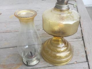 Antique Vintage Amber Glass Oil Kerosene Hurricane Lamp Wedding Farmhouse Old