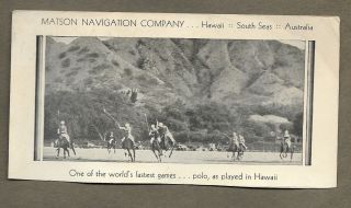 1930 Polo Sport In Hawaii Matson Line Postcard