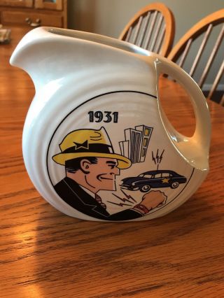 Hlcca Fiesta Homer Laughlin Dick Tracy 1931 Juice Pitcher White