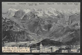 Switzerland - 1905 Ppc Berneroberland - Interlaken To Usa - Hotel Cachet