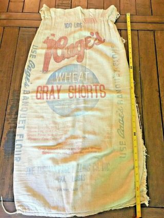 Vintage 100 Lbs Flour Sack Bag Linen 1930s The Thomas Page Mill Co 34” X 12”