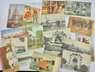 16 X Edwardian - 1940s Vintage Topographical Postcards India British Raj Empire