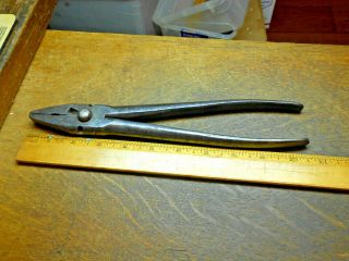Early Vtg Utica N.  Y.  Usa 10 1/2 " Giant Rivet Wire - Cutting Fence Pliers