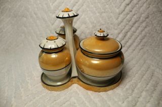Vintage Luster Ware Noritake Condiment Salt and Pepper Shakers - Japan 2