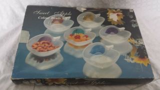 Vintage " Sweet Apple " Shaped Colored Frosted Glass Serving Bowls Set Of 6