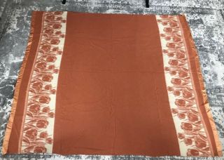 Vintage Beacon Camp Blanket Dark Orange Rust Tulip Wool Reverse Color
