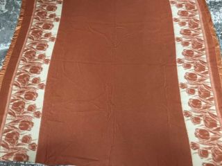 Vintage Beacon Camp Blanket Dark Orange Rust Tulip Wool Reverse Color 2