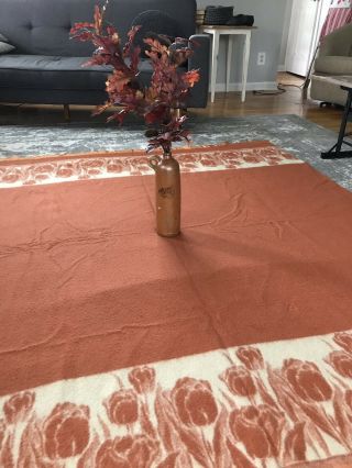 Vintage Beacon Camp Blanket Dark Orange Rust Tulip Wool Reverse Color 3
