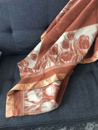 Vintage Beacon Camp Blanket Dark Orange Rust Tulip Wool Reverse Color 6