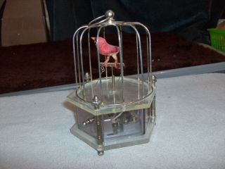 Windup Musical Bird In Cage Japan 5.  5 " Tall Great Music Box