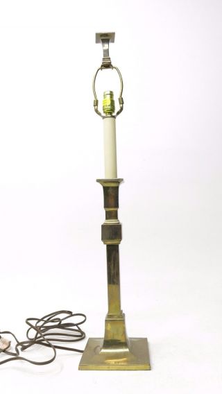 Vintage 1980s Chapman Brass Candlestick Column Style Modernist Table Lamp