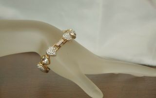 Swarovski Signed Gold Tone Bracelet with Clear Crystals Hearts DISCONTUED 3