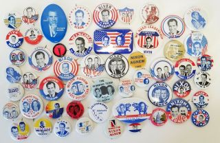 53 1968 & 1972 Nixon Presidential Campaign Pinback Buttons