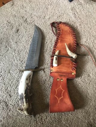 Handmade Stag Handle Knife With Sheath