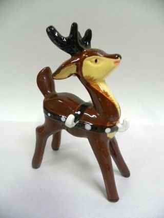 Reindeer For Vtg Napco Ceramic Santa Sleigh Planter Candy Container Vase (a5)